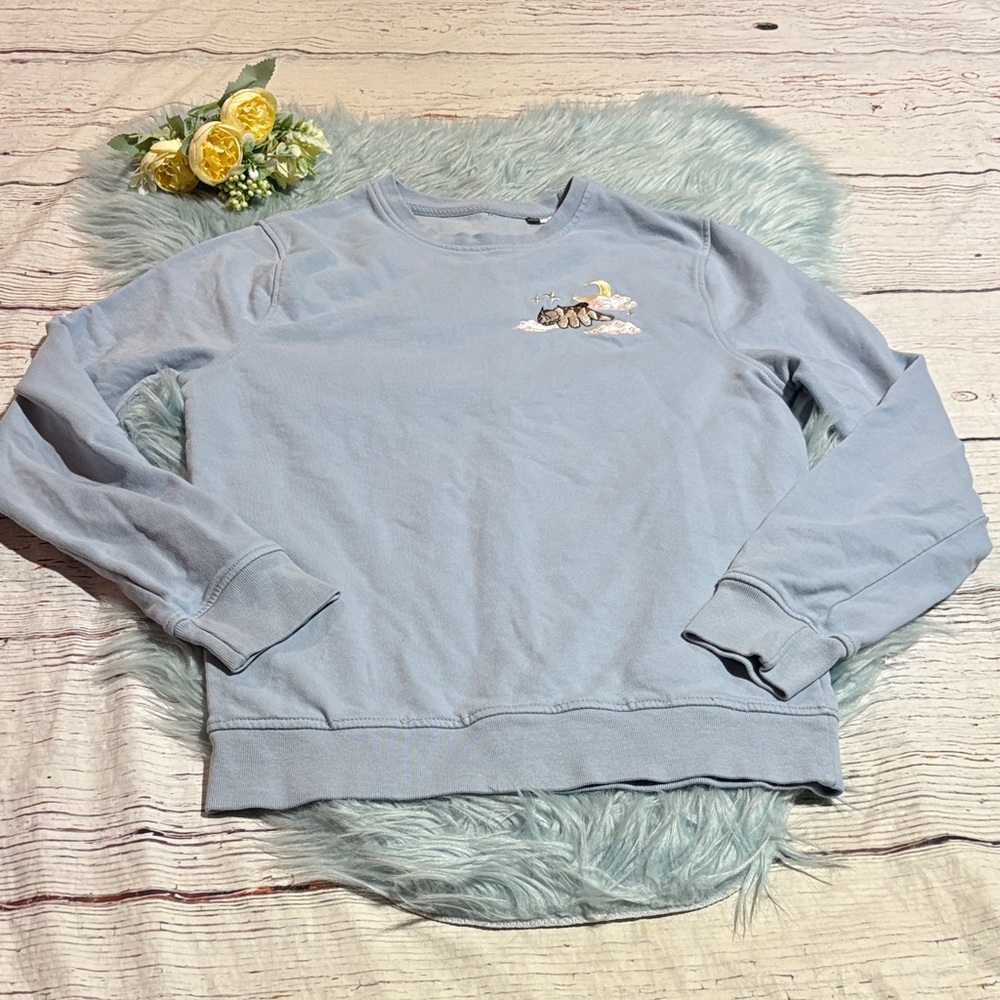 Avatar Appa Organic Cotton Crewneck Light Blue Sweatshirt sz XS